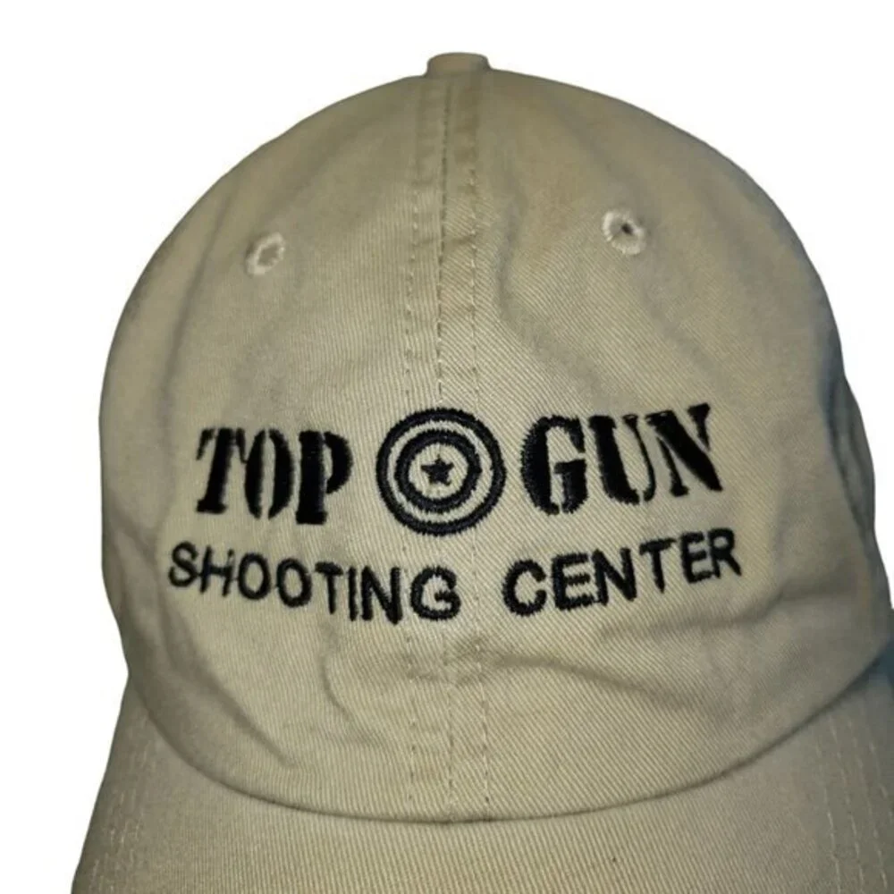 Top Gun Shooting Center Mens  Adjustable Ball Cap Hat One Size Tan Beige Embroid